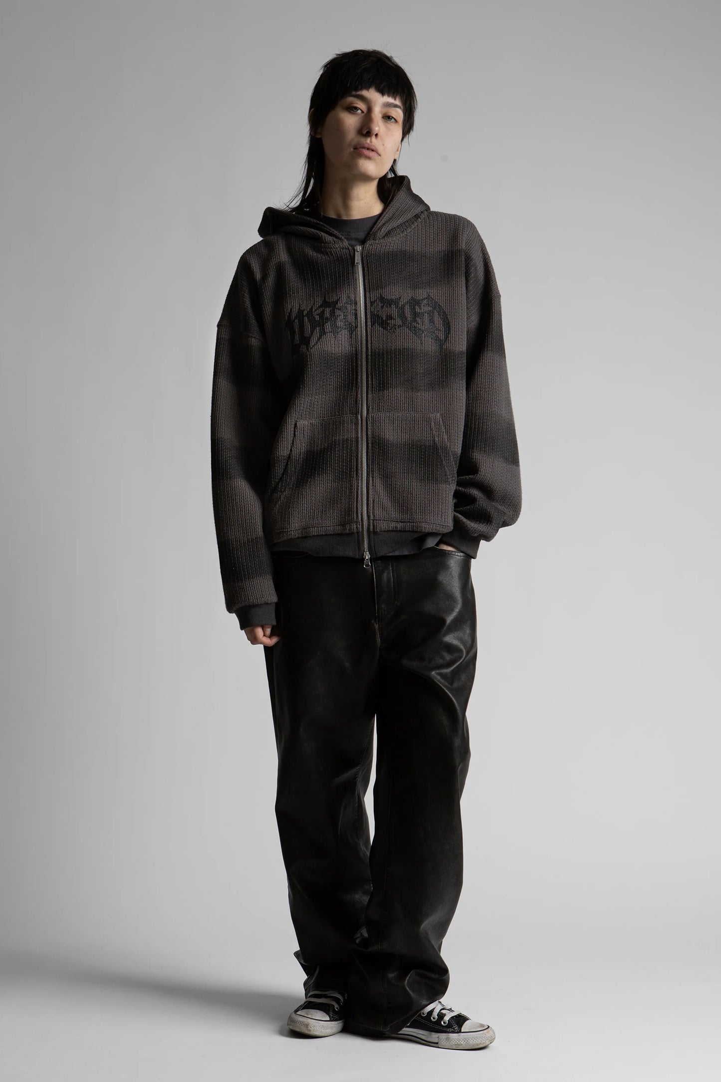 NEVERMIND ZIP SWEATER-CHARCOAL