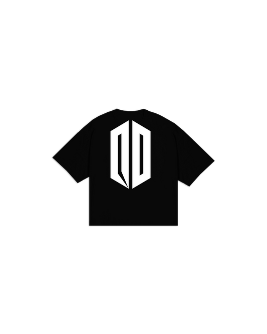 WHITE ON BLACK BOXY TEE