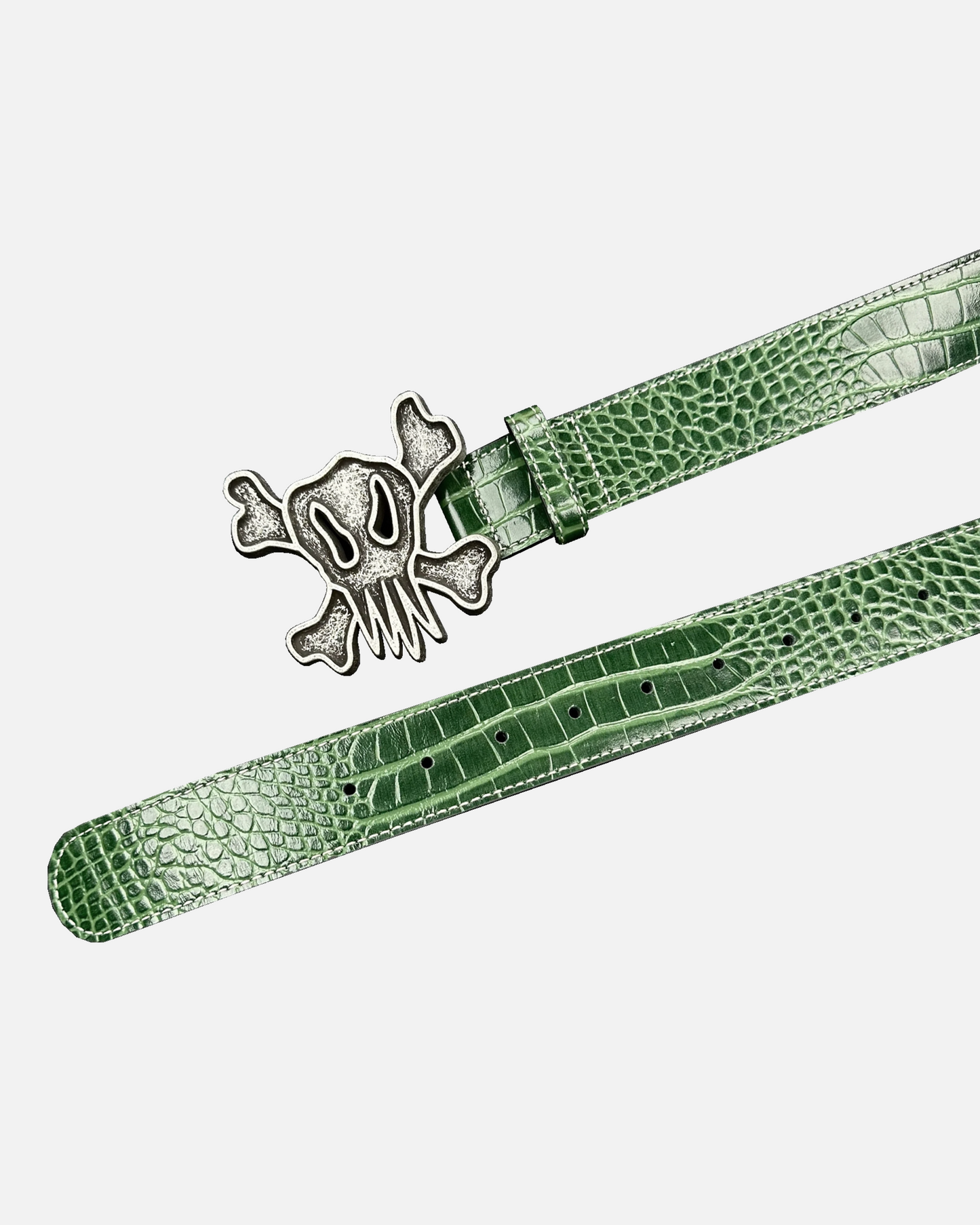 WORN SKULL - SNAKE BELT - GREEN