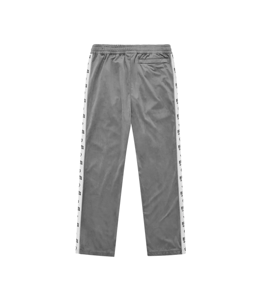 SMALL ARCH LOGO TAPED VELOUR TRACK PANTS - CHARCOAL