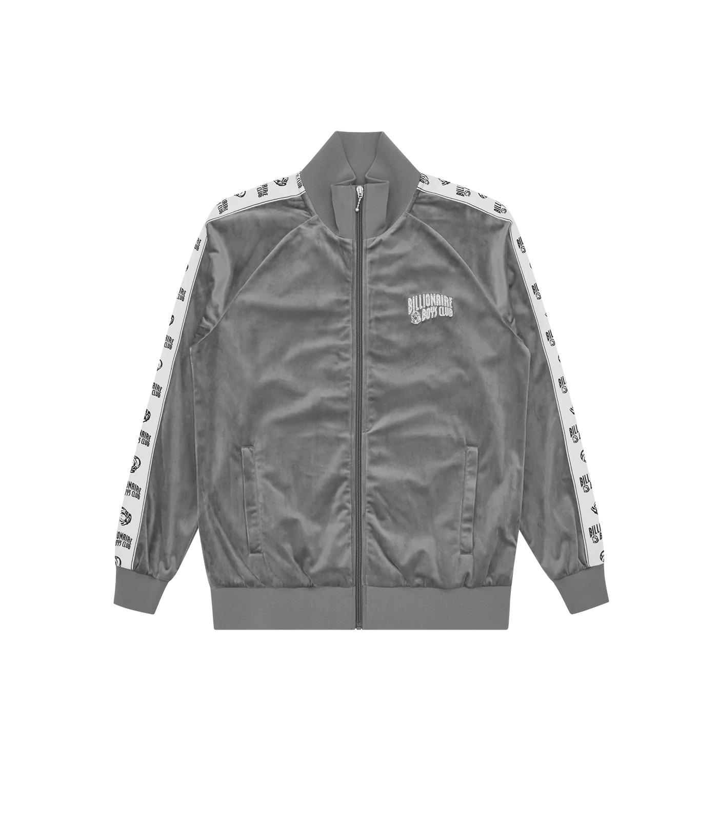 SMALL ARCH LOGO TAPED VELOUR TRACK TOP - CHARCOAL