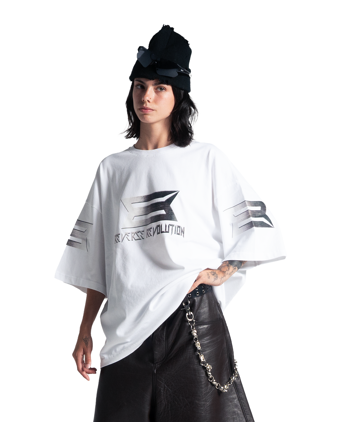 REVERSE REVOLUTION WHITE TEE