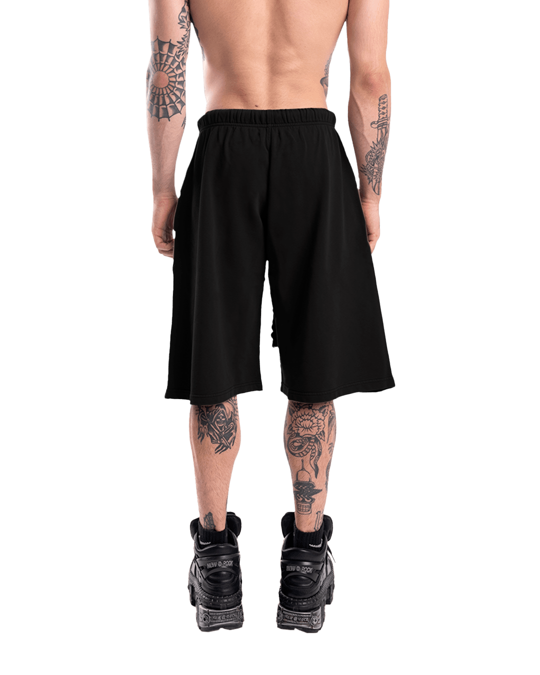 BLACK OVER THE KNEE SHORTS