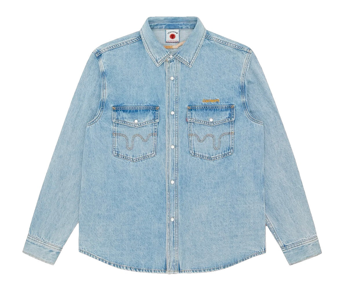 CHAINSTICK LIGHT WASH DENIM SHIRT- LIGHT WASH BLUE