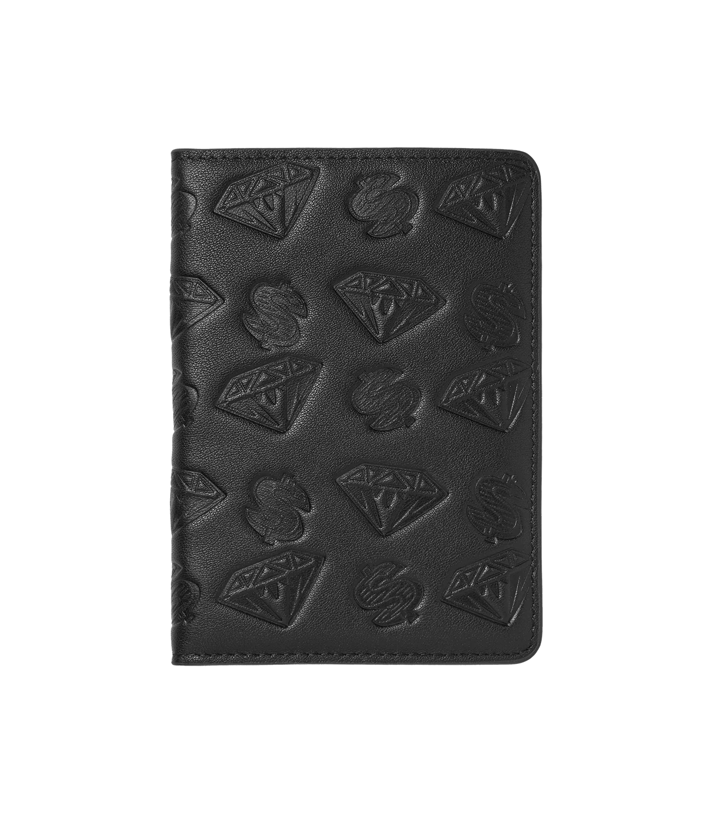 DIAMOND & DOLLARS PASSPORT HOLDER - BLACK