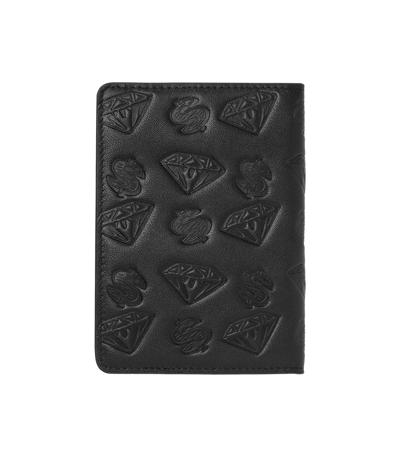 DIAMOND & DOLLARS PASSPORT HOLDER - BLACK