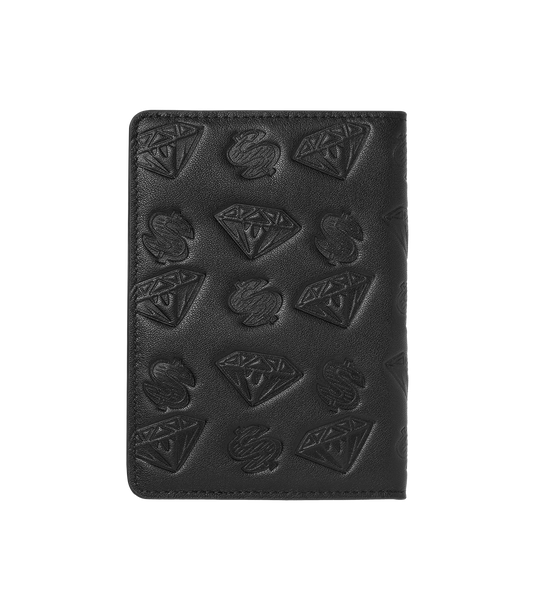 DIAMOND & DOLLARS PASSPORT HOLDER - BLACK