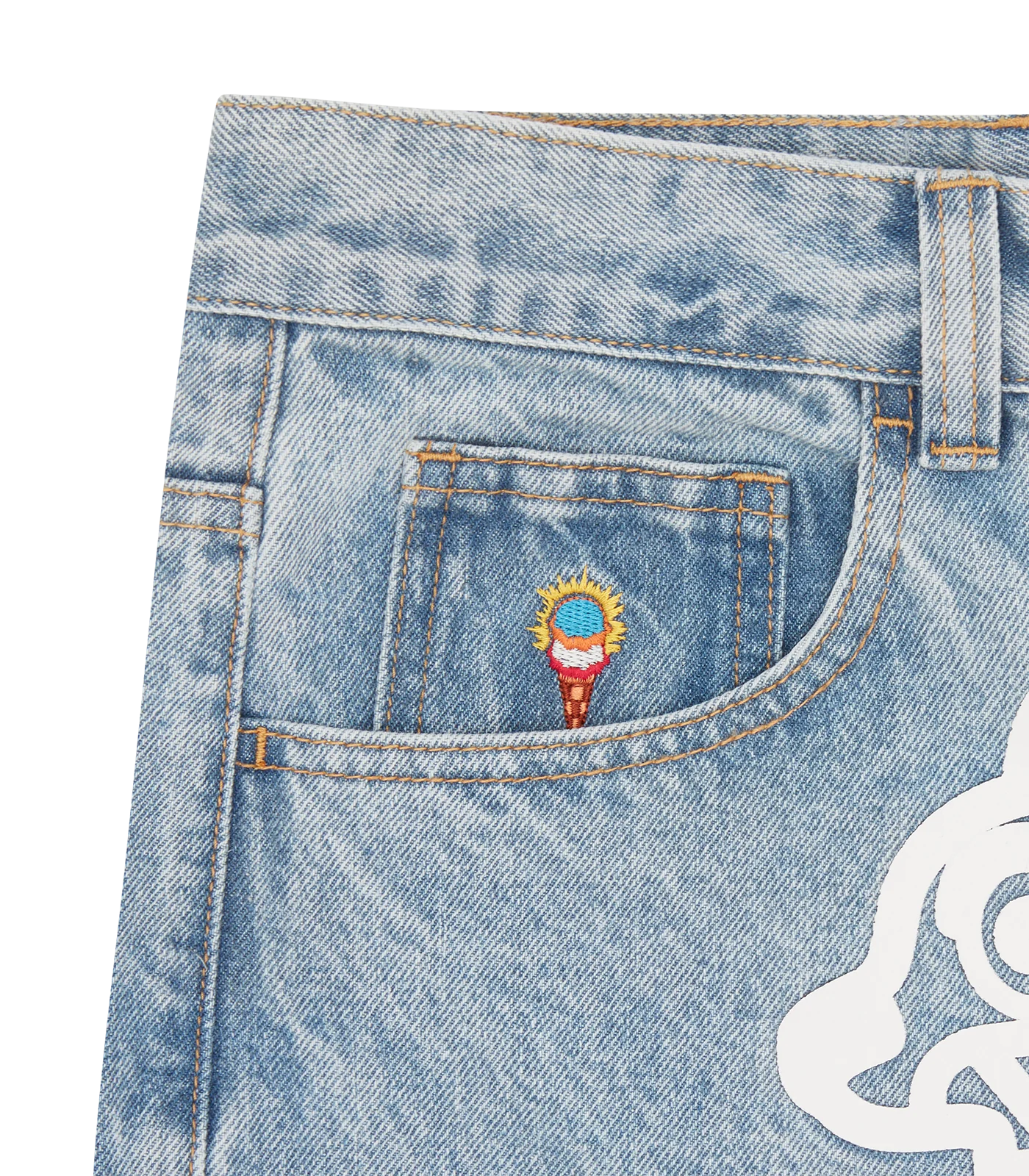 RUNNING DOG TRIPLE SCOOP DENIM PANT - HEAVY WASH BLUE