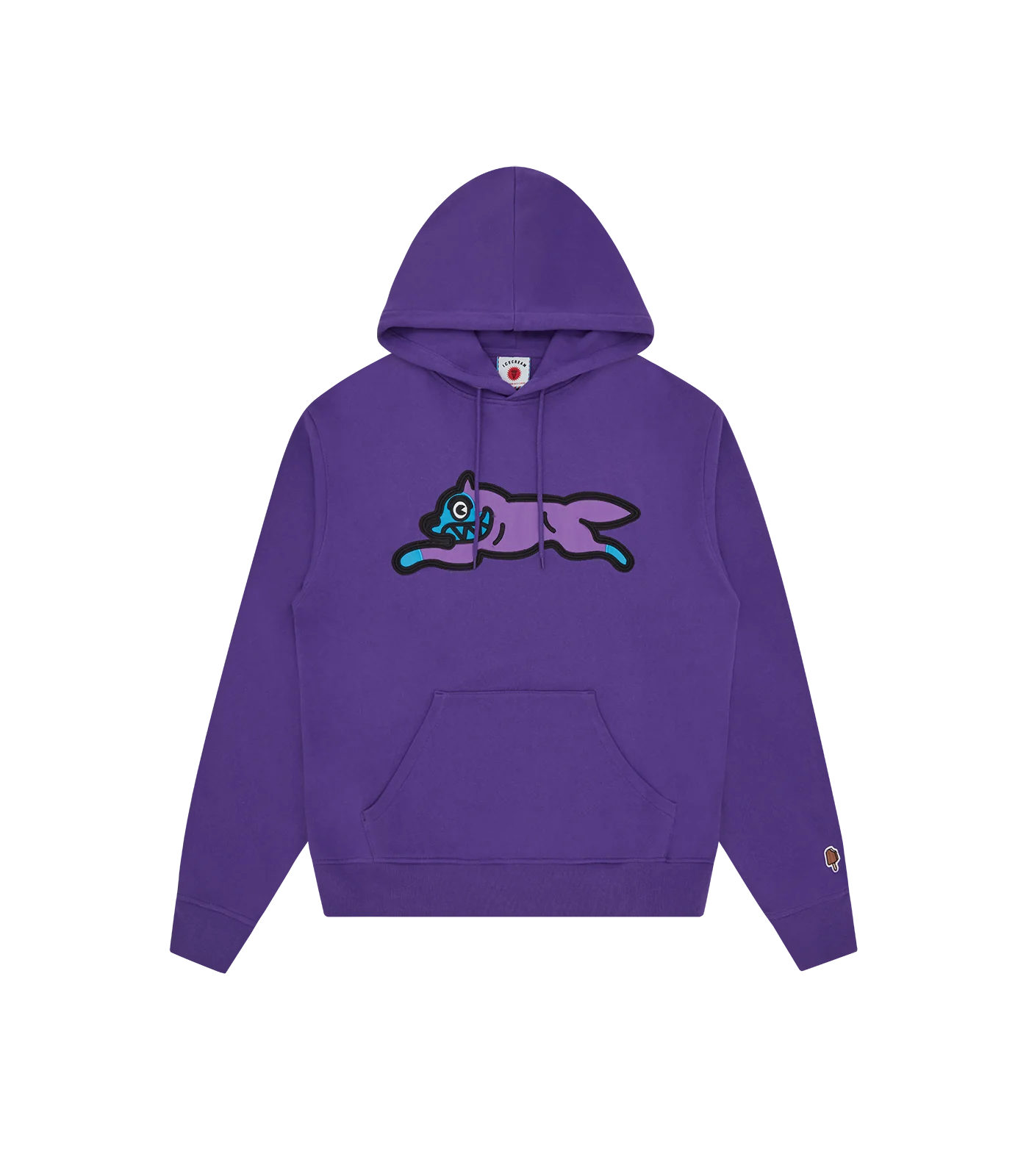 SATIN RUNNING DOG POPOVER HOOD - PURPLE