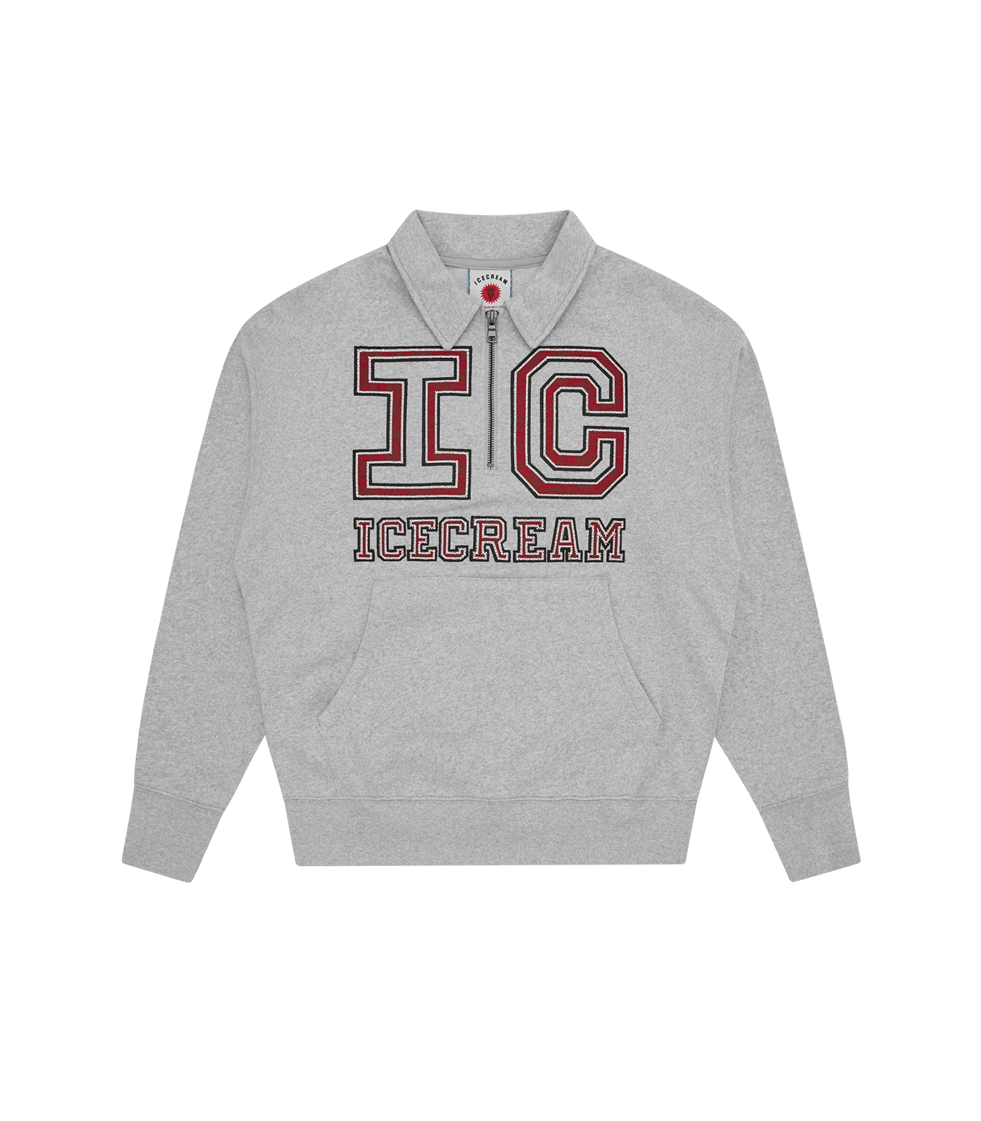 COLLEGIATE QUARTER ZIP SWEATSHIRT - HEATHER GREY
