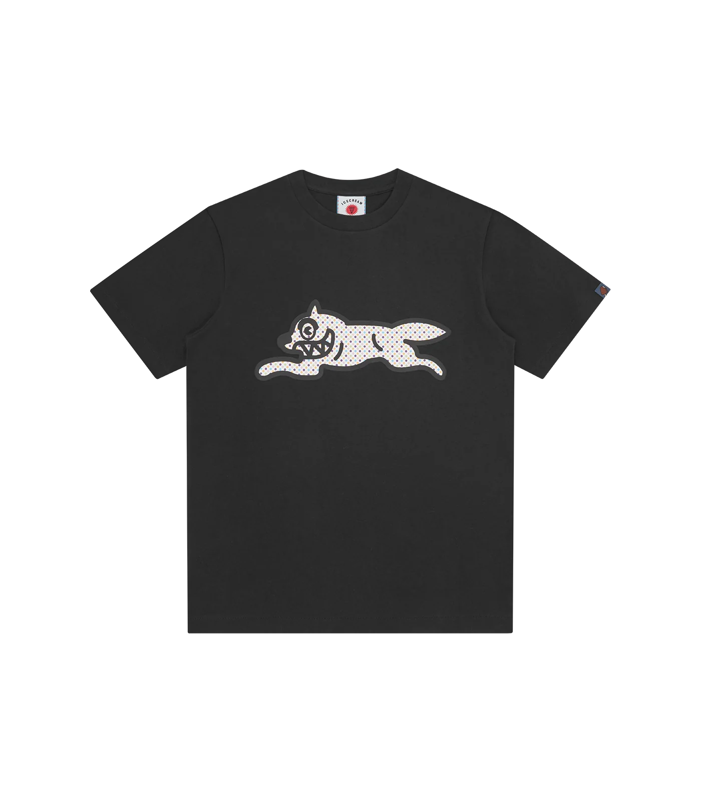 POLKA DOT RUNNING DOG T-SHIRT - BLACK