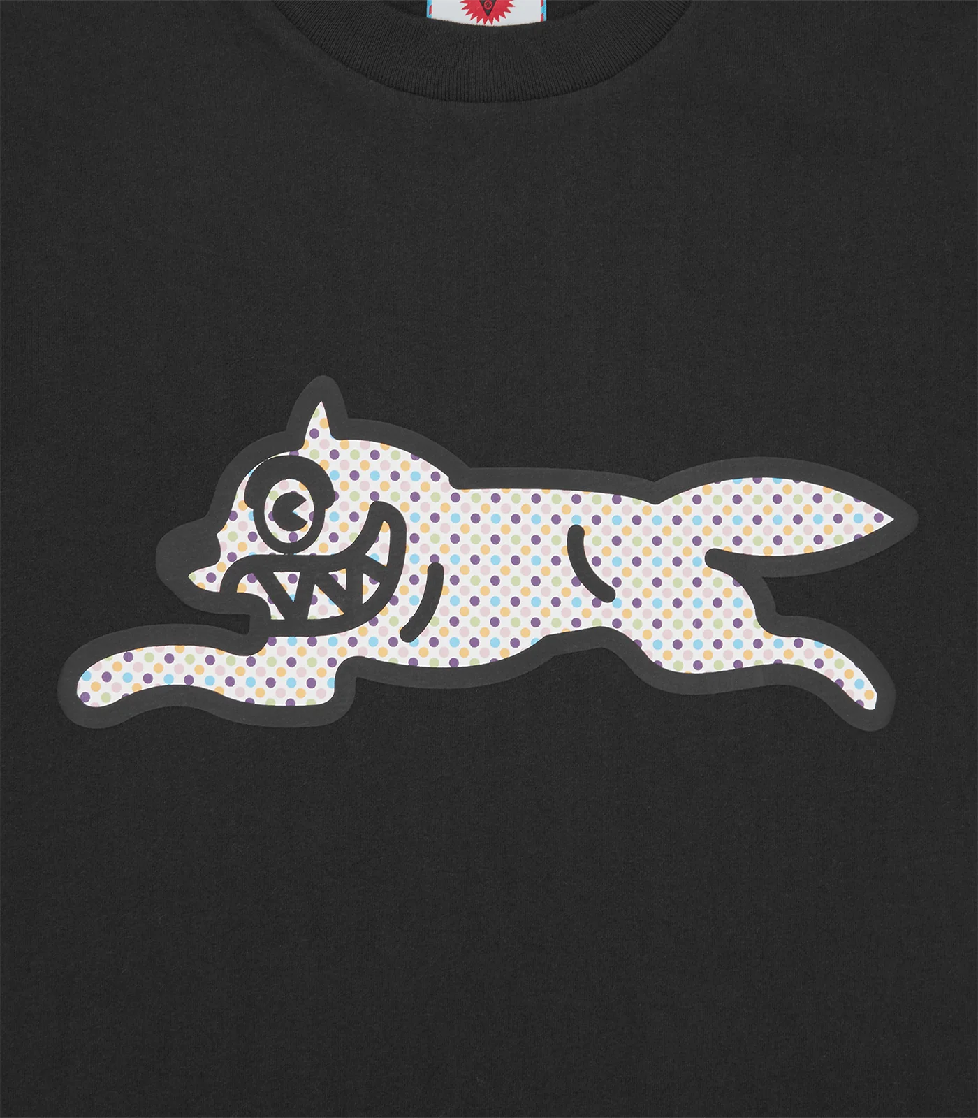 POLKA DOT RUNNING DOG T-SHIRT - BLACK