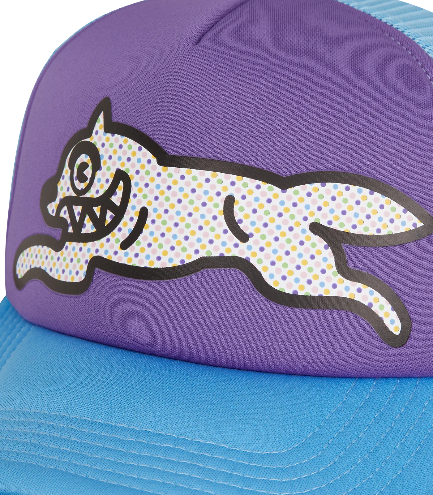 POLKA DOT RUNNING DOG TRUCKER CAP - PURPLE
