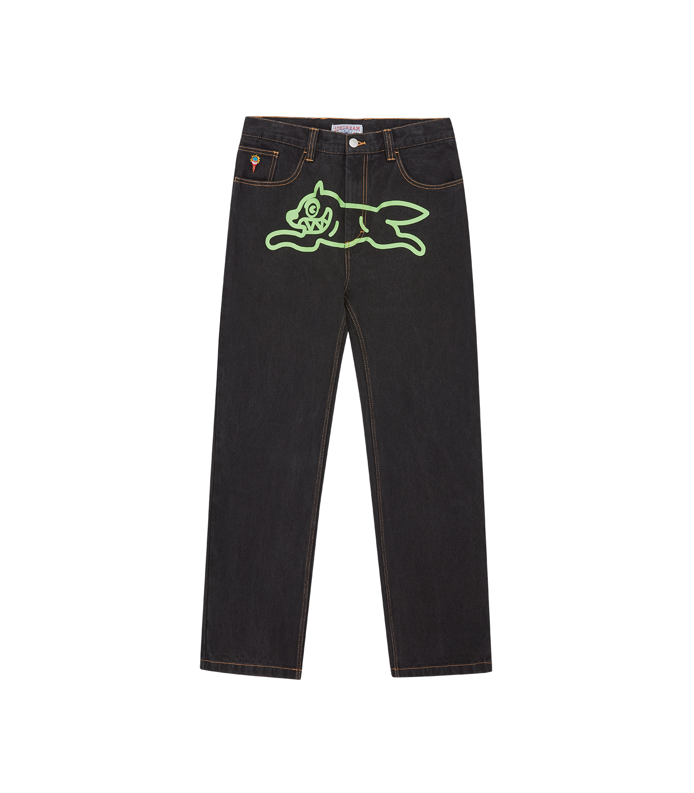 RUNNING DOG DOUBLE SCOOP DENIM PANT - BLACK