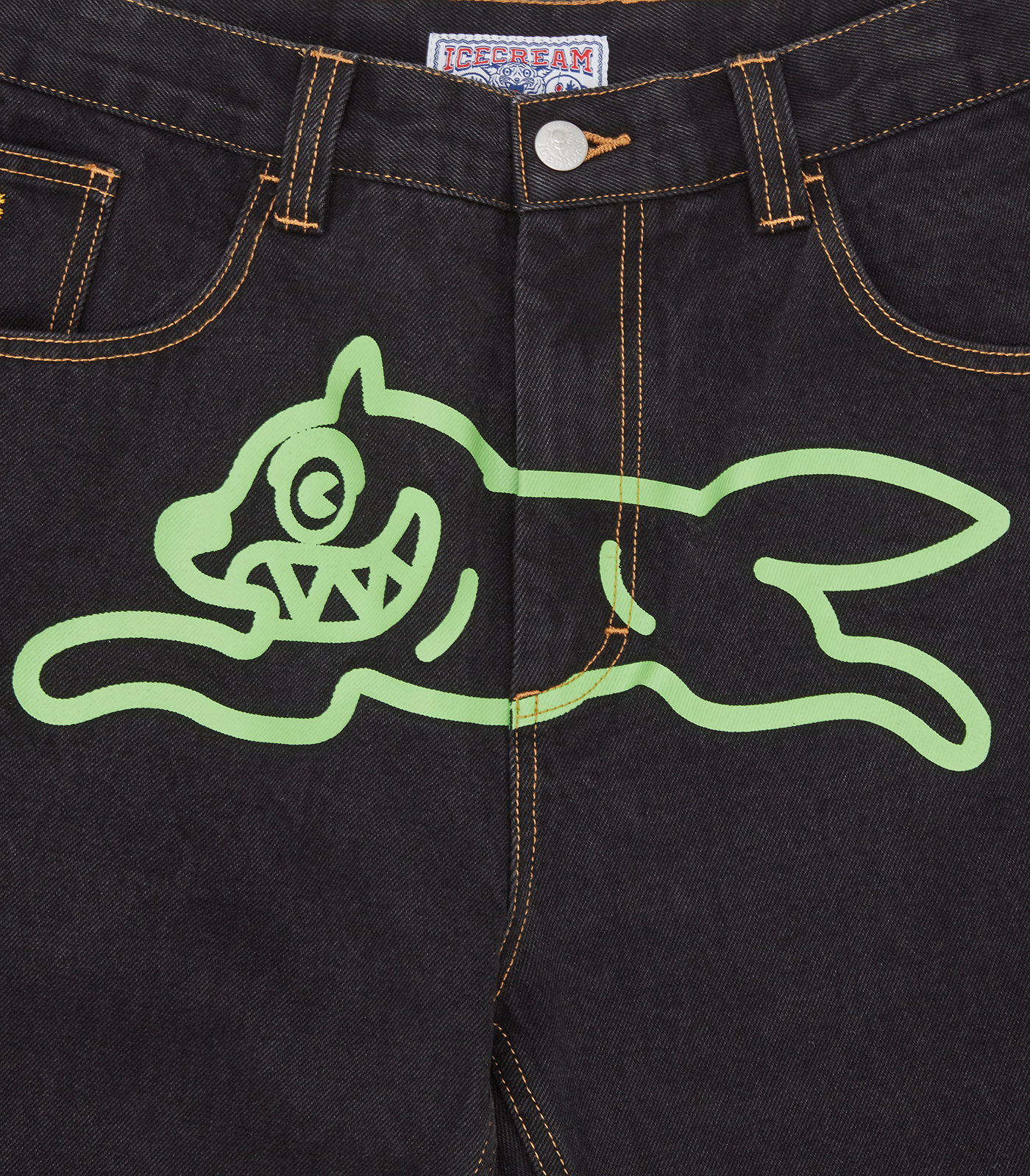 RUNNING DOG DOUBLE SCOOP DENIM PANT - BLACK