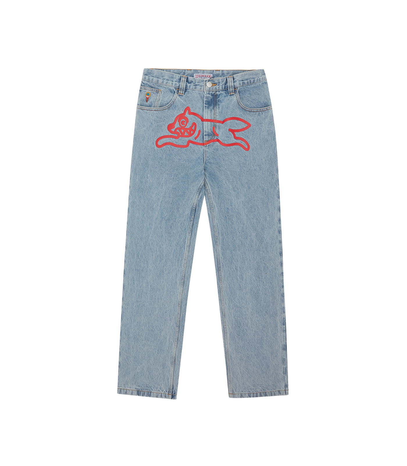 RUNNING DOG DOUBLE SCOOP DENIM PANT - LIGHT WASH BLUE