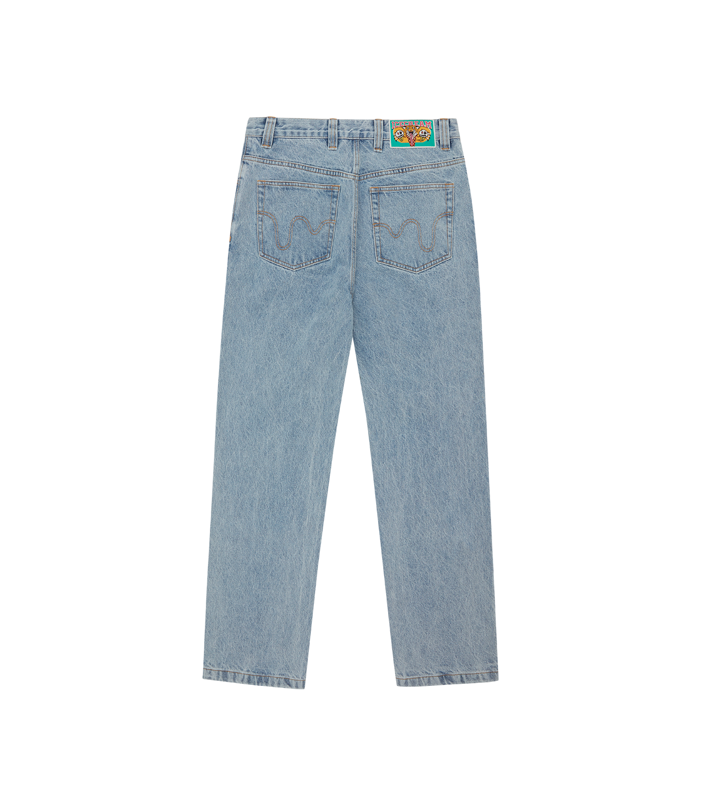 RUNNING DOG DOUBLE SCOOP DENIM PANT - LIGHT WASH BLUE