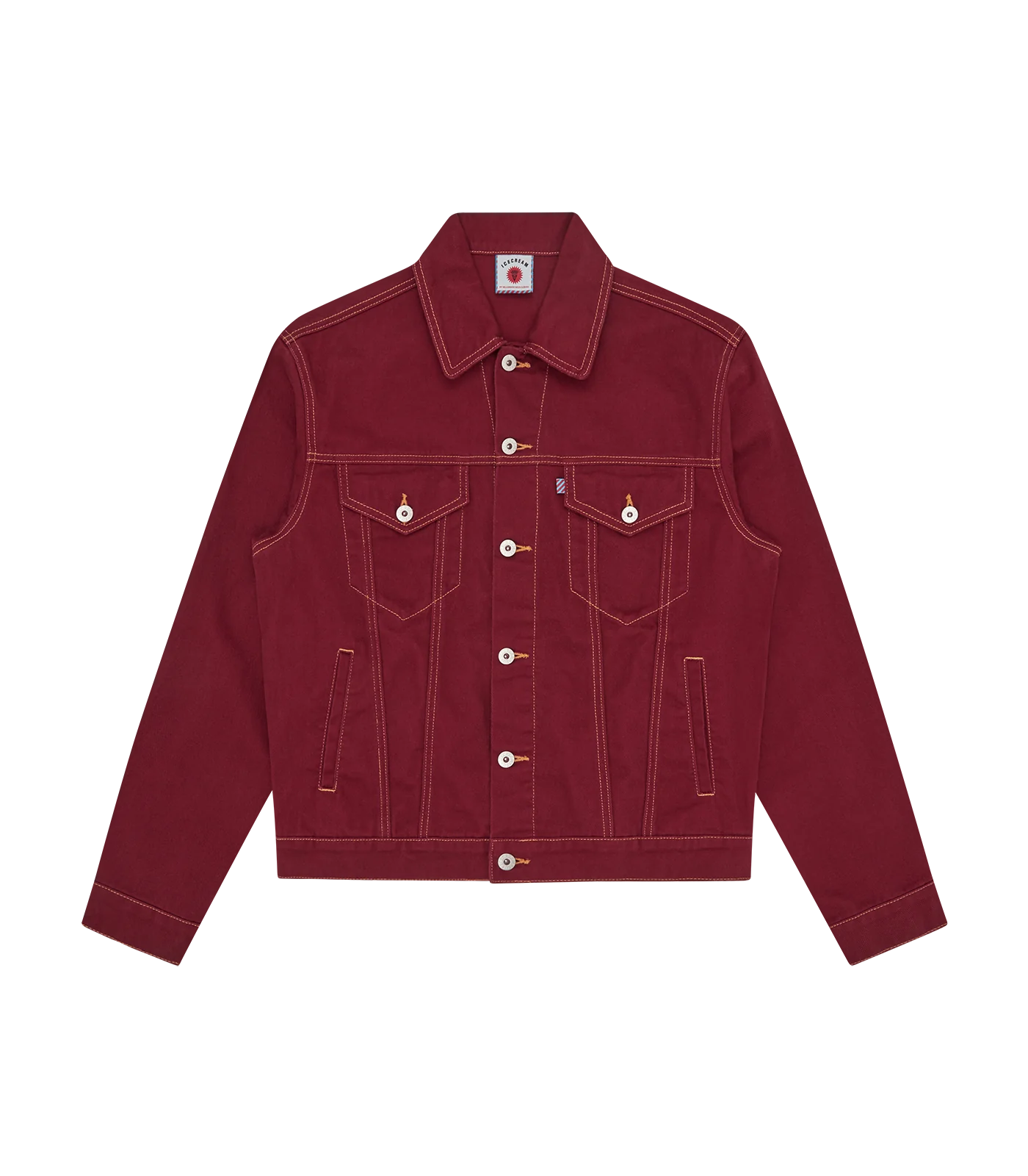 ICECREAM DENIM TRUCKER JACKET - BURGUNDY