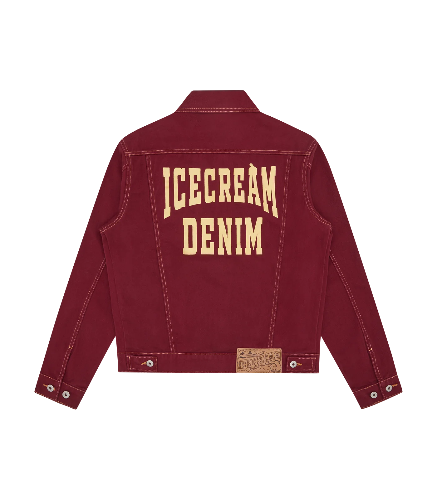 ICECREAM DENIM TRUCKER JACKET - BURGUNDY