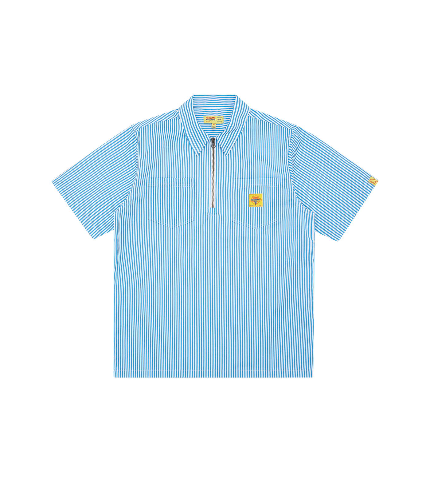 QUARTER ZIP WORK SHIRT - BLUE STRIPE
