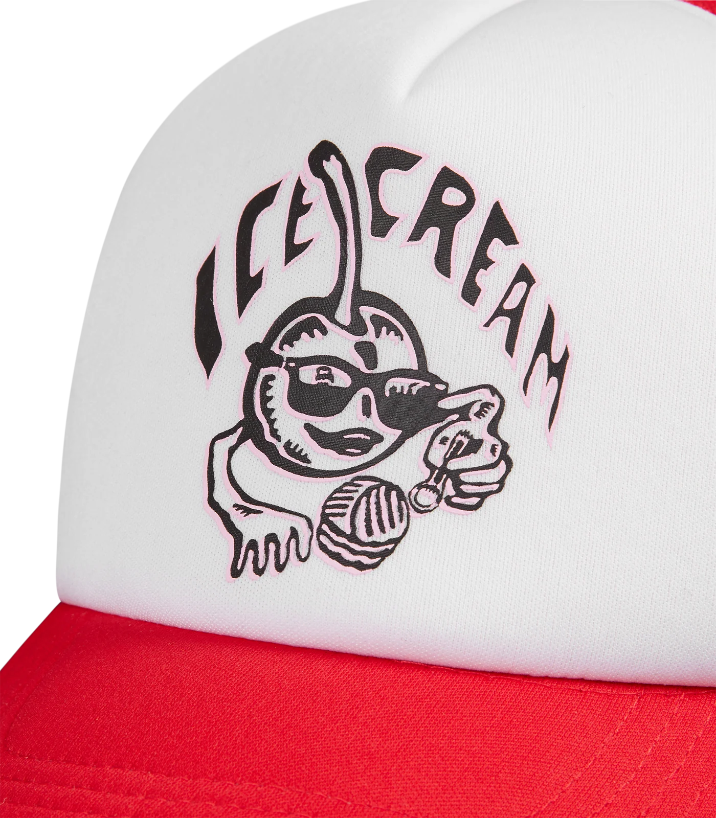 CHERRY TRUCKER CAP - WHITE/RED