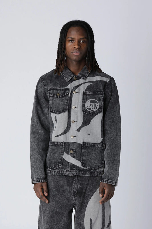 LOGO DENIM JACKET - Black