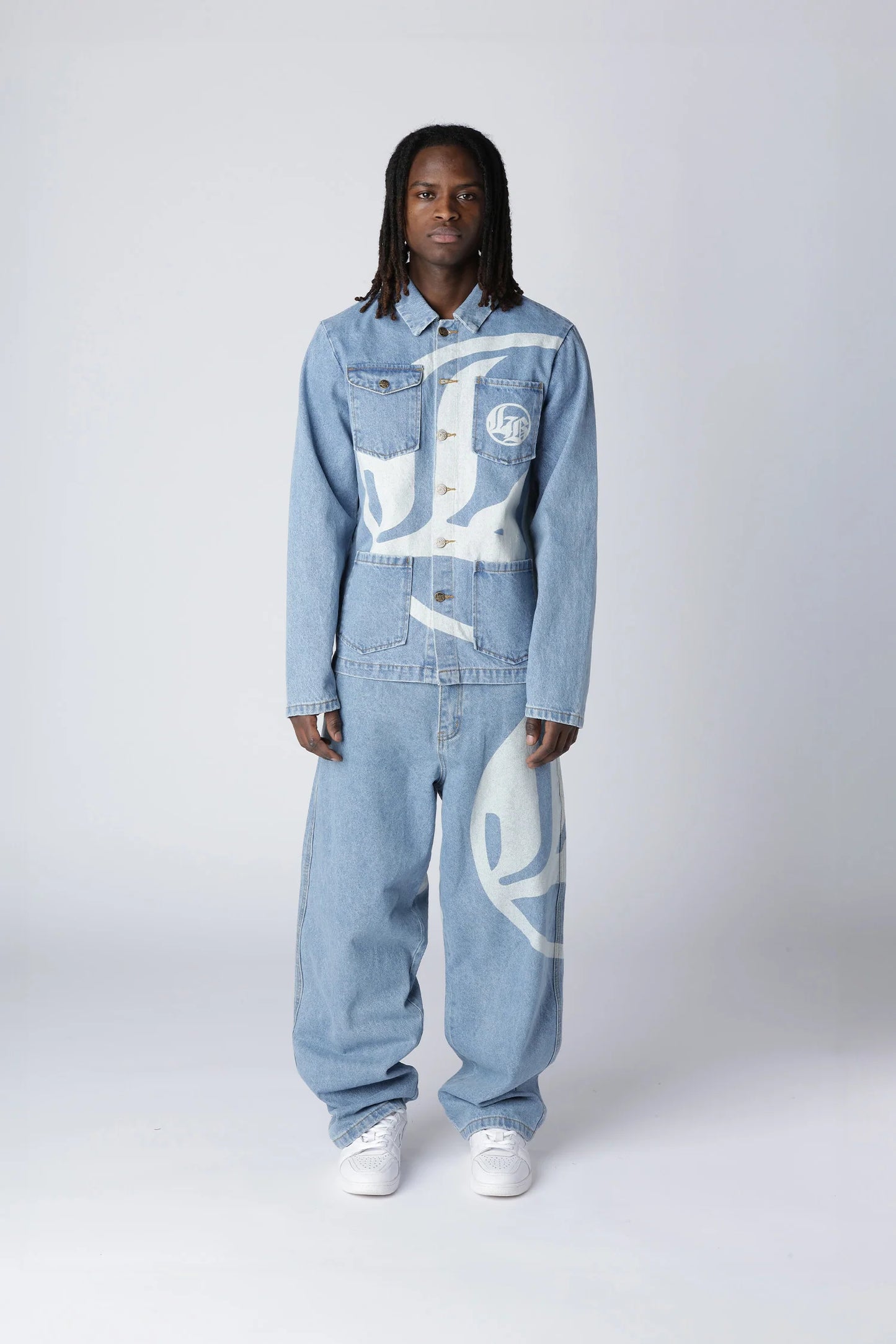 LOGO DENIM JACKET - Light Blue