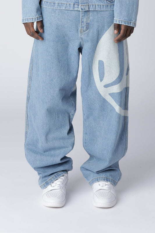 LOGO DENIM JEANS - Light Blue