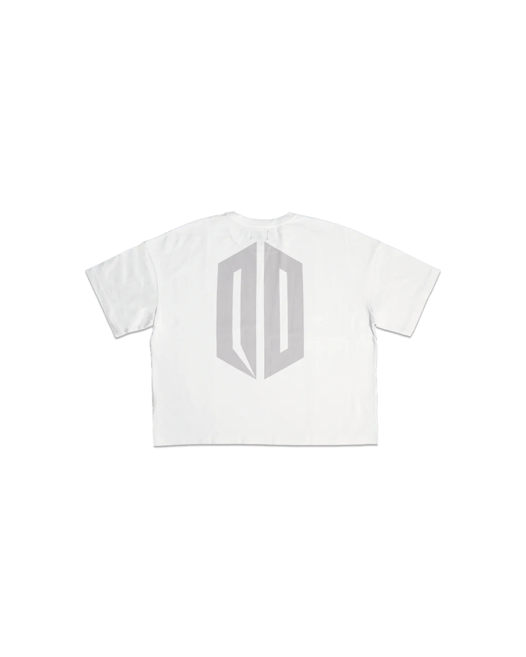 GREY ON WHITE BOXY TEE
