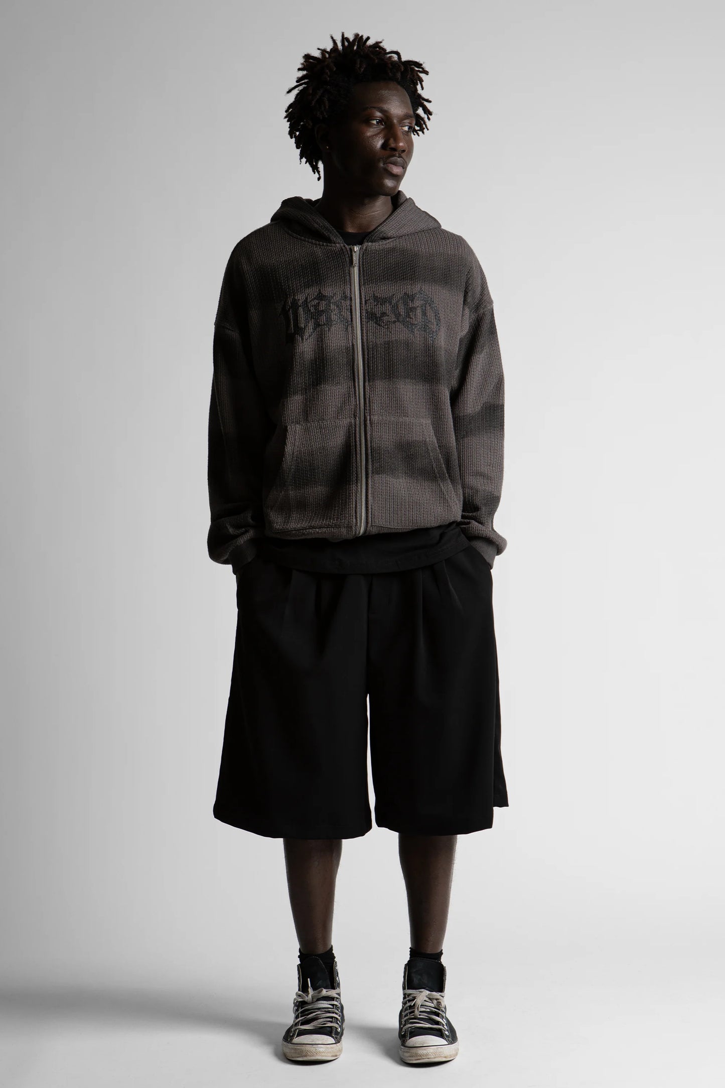 NEVERMIND ZIP SWEATER-CHARCOAL