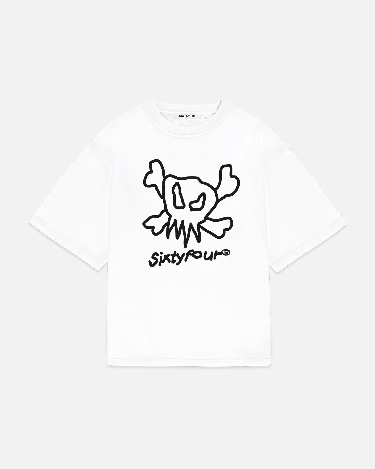 DRAWN SKULL TEE-WHITE