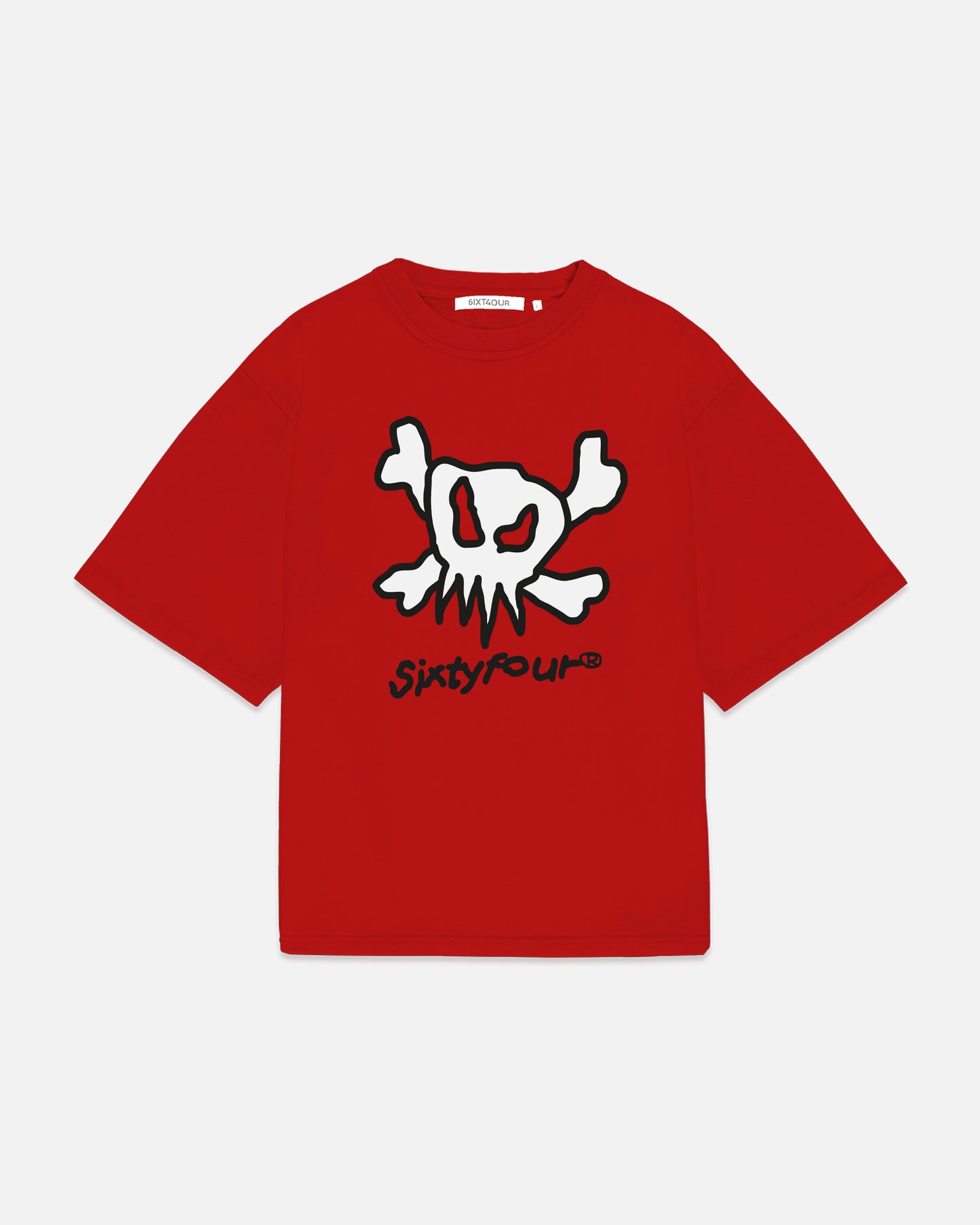 DRAWN SKULL TEE-RED