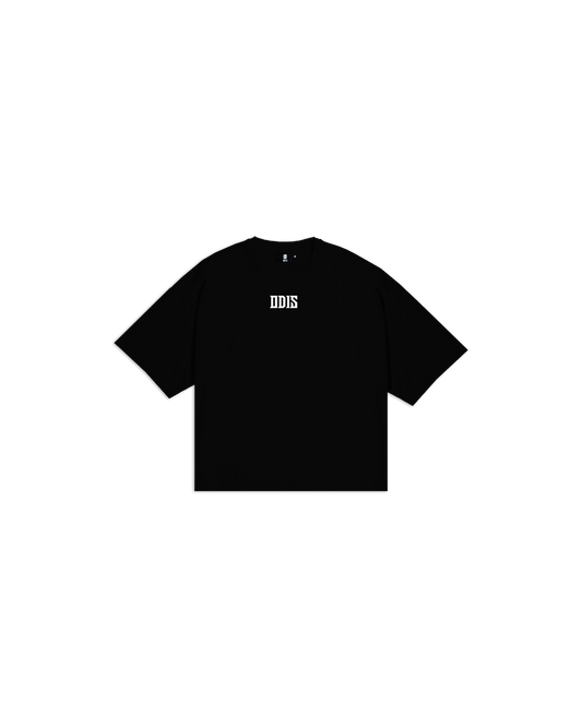 WHITE ON BLACK BOXY TEE