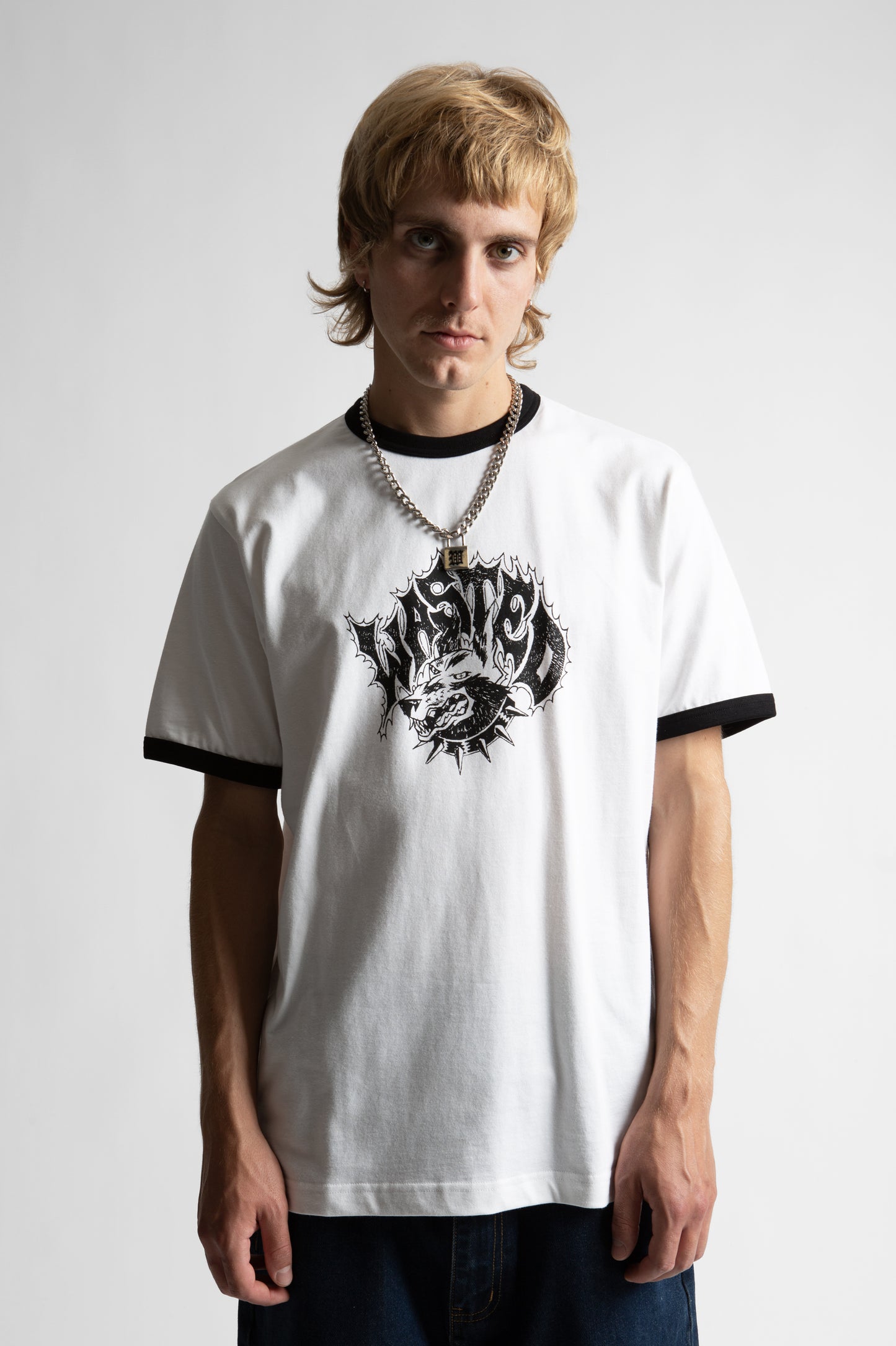 UNDERDOG RINGER TEE-WHITE