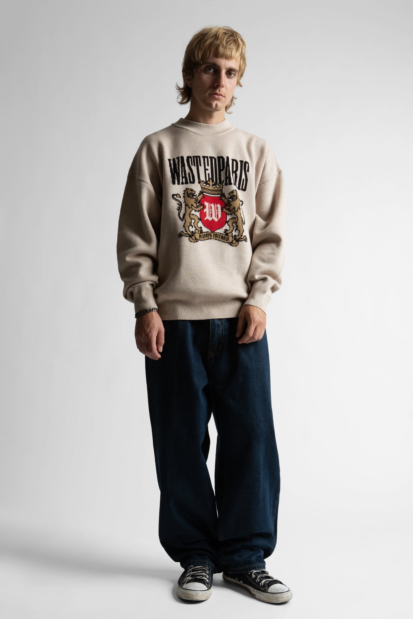CREST SWEATER-BEIGE