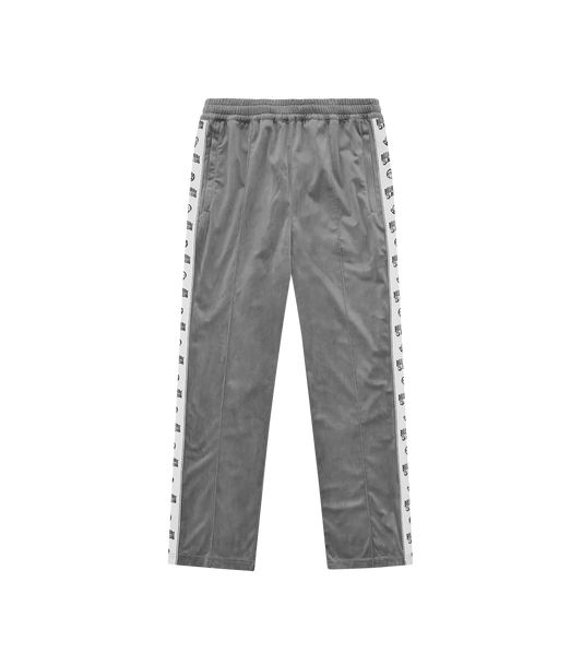 SMALL ARCH LOGO TAPED VELOUR TRACK PANTS - CHARCOAL