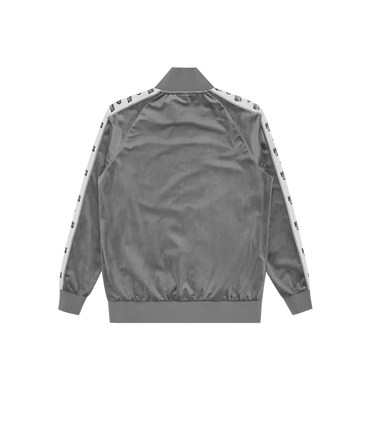 SMALL ARCH LOGO TAPED VELOUR TRACK TOP - CHARCOAL