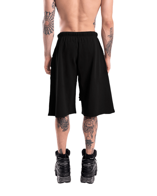 BLACK OVER THE KNEE SHORTS