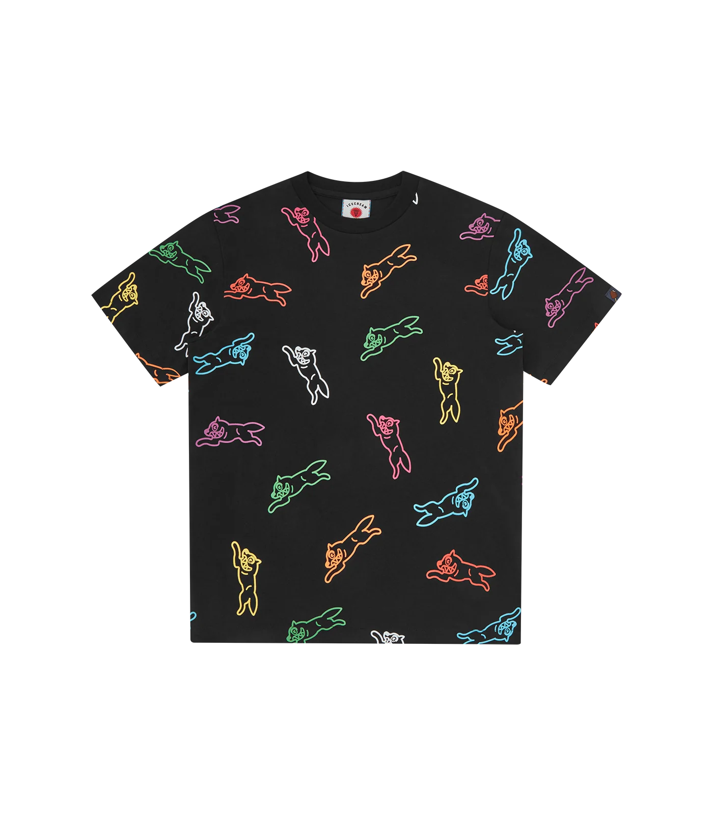 ALLOVER RUNNING DOG T-SHIRT - BLACK