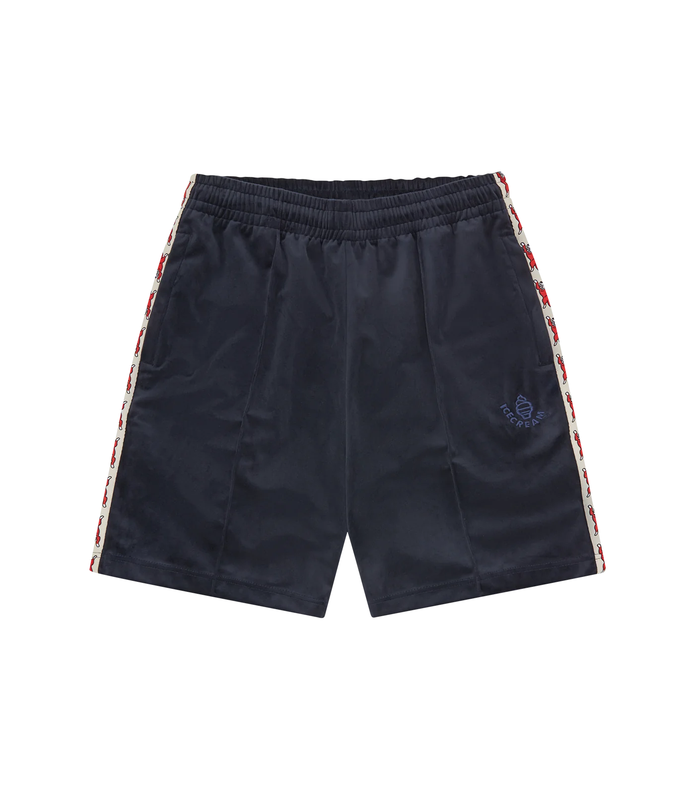 RUNNING DOG TAPED VELOUR TRACK SHORTS - NAVY