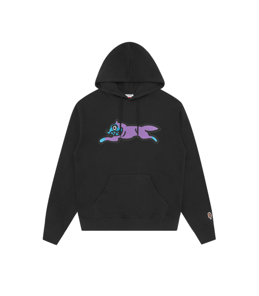 SATIN RUNNING DOG POPOVER HOOD - BLACK