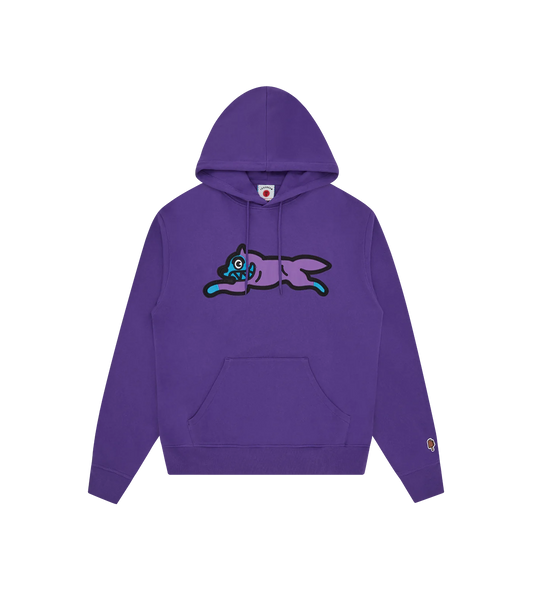 SATIN RUNNING DOG POPOVER HOOD - PURPLE