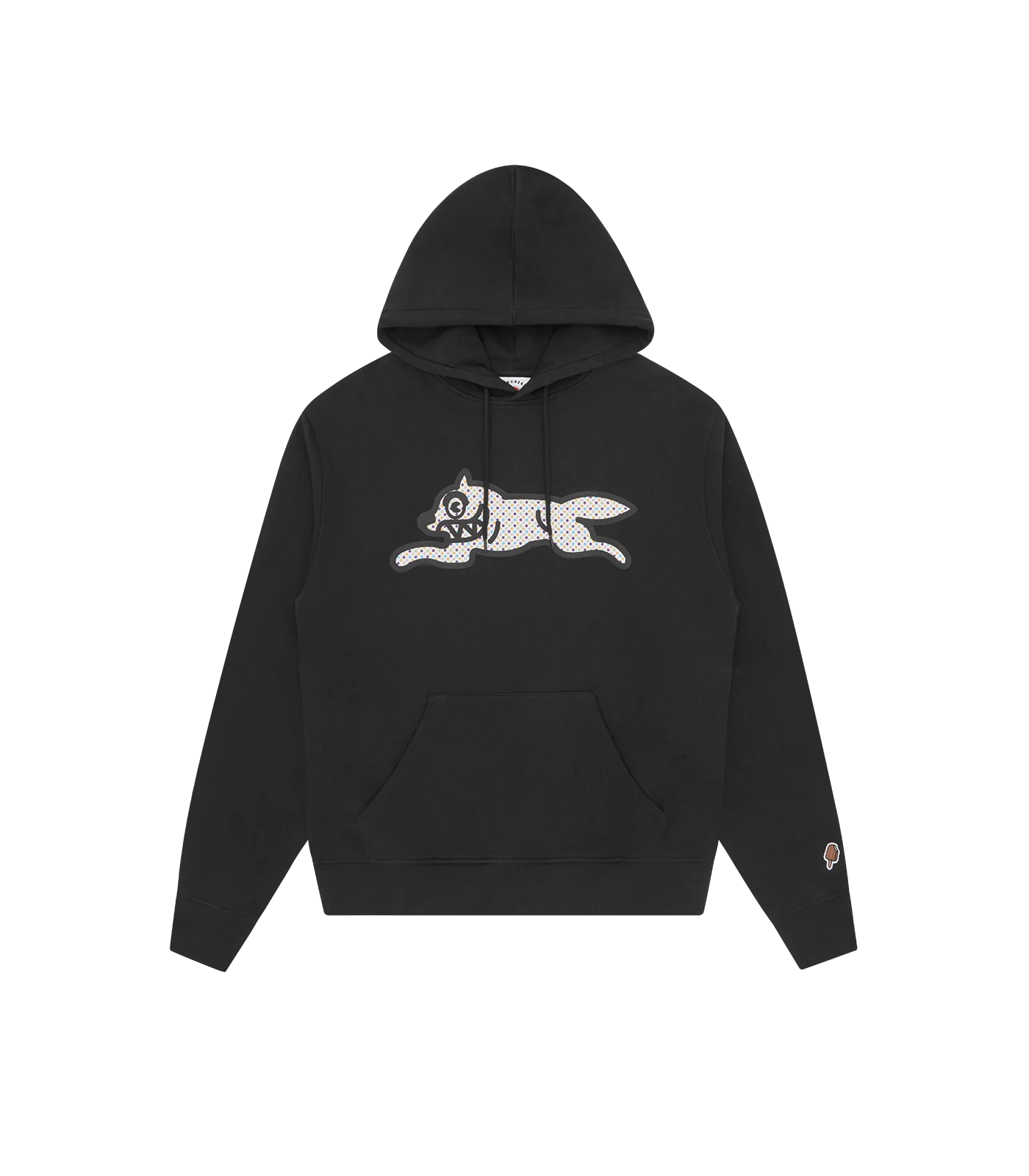 POLKA DOT RUNNING DOG POPOVER HOOD - BLACK