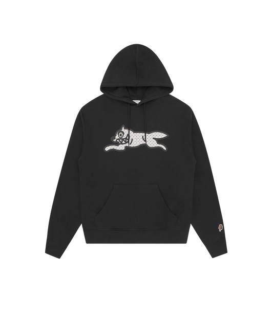 POLKA DOT RUNNING DOG POPOVER HOOD - BLACK
