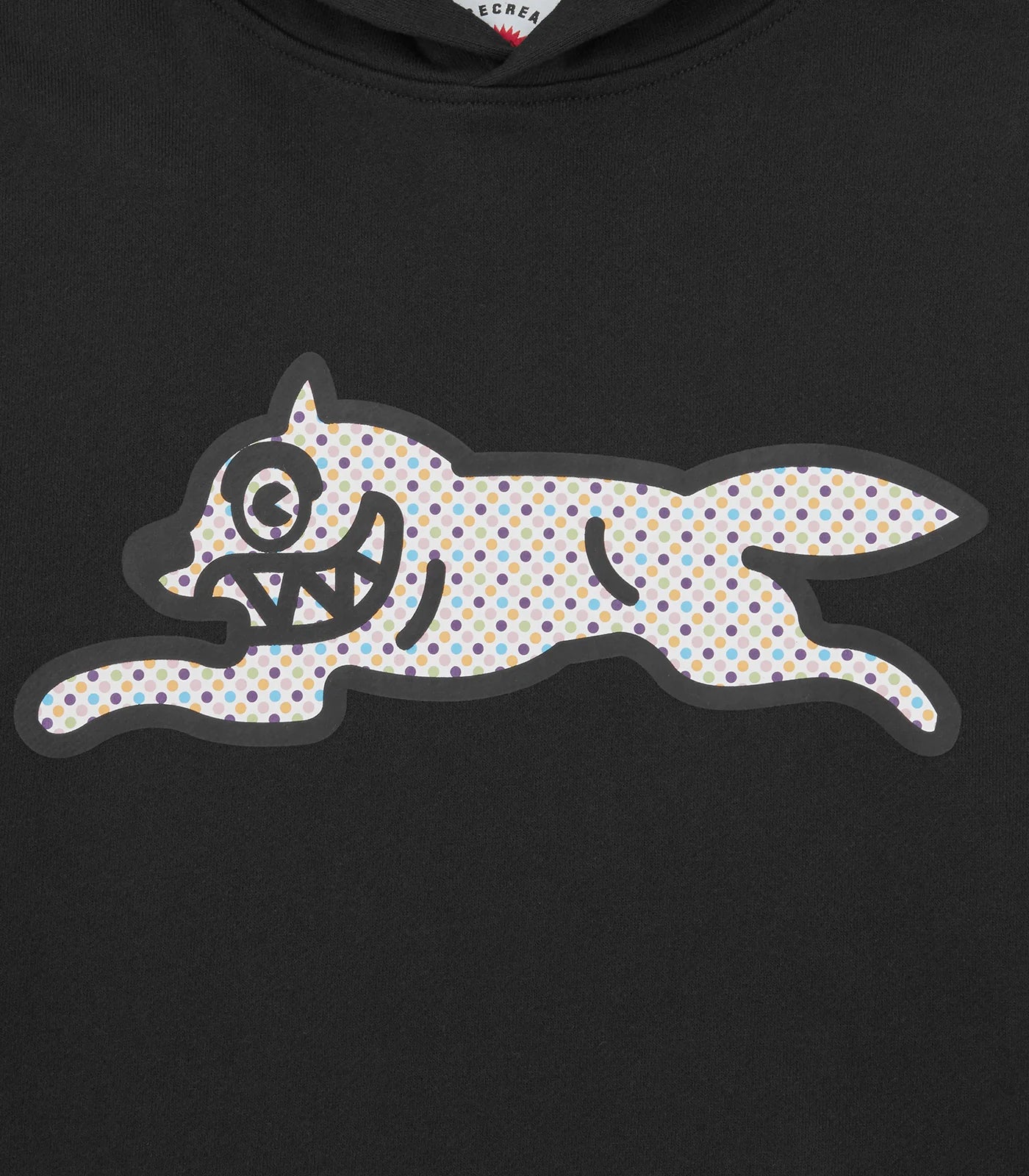 POLKA DOT RUNNING DOG POPOVER HOOD - BLACK