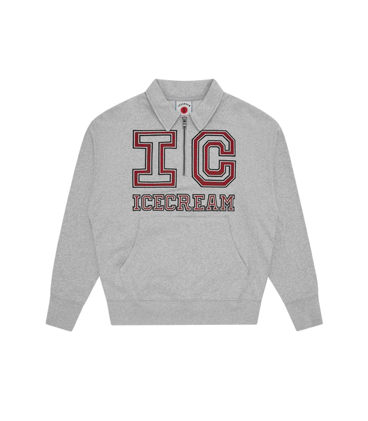 COLLEGIATE QUARTER ZIP SWEATSHIRT - HEATHER GREY