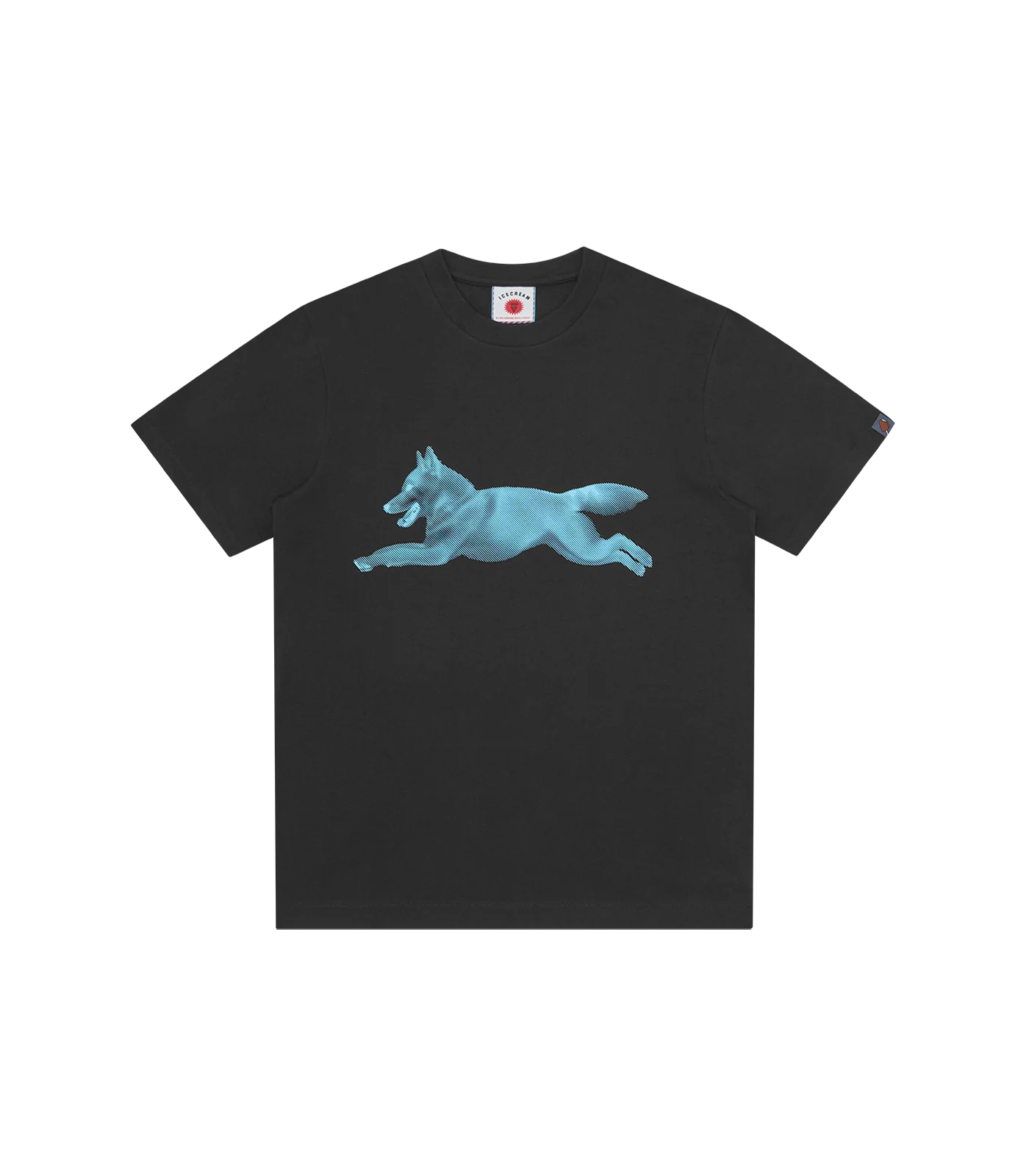 HALFTONE RUNNING DOG T-SHIRT - BLACK