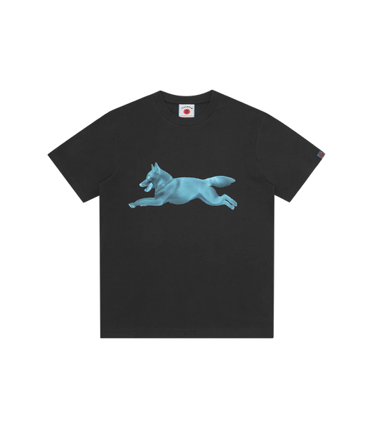 HALFTONE RUNNING DOG T-SHIRT - BLACK