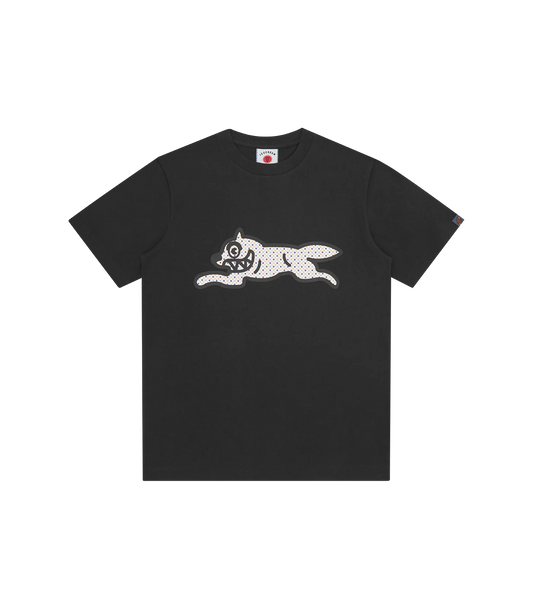 POLKA DOT RUNNING DOG T-SHIRT - BLACK