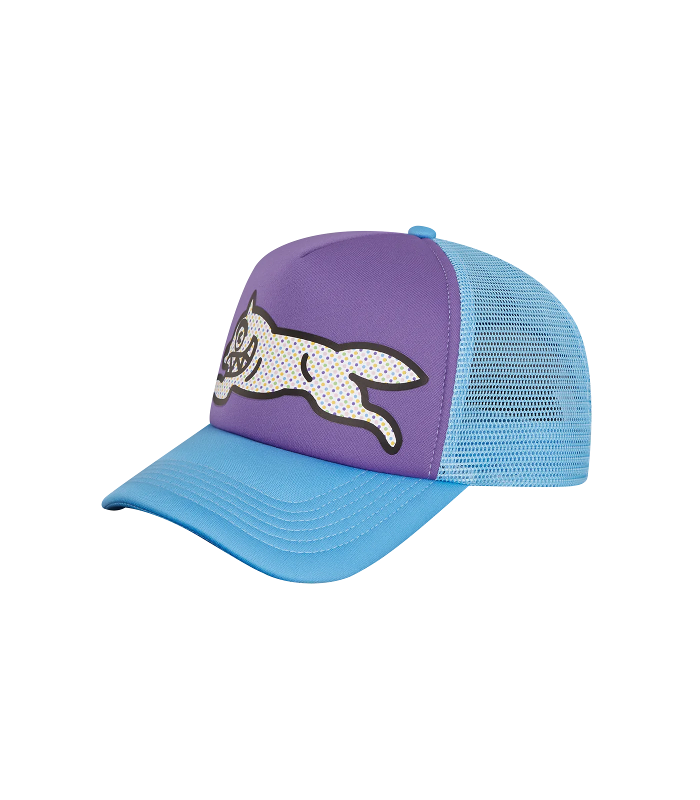 POLKA DOT RUNNING DOG TRUCKER CAP - PURPLE